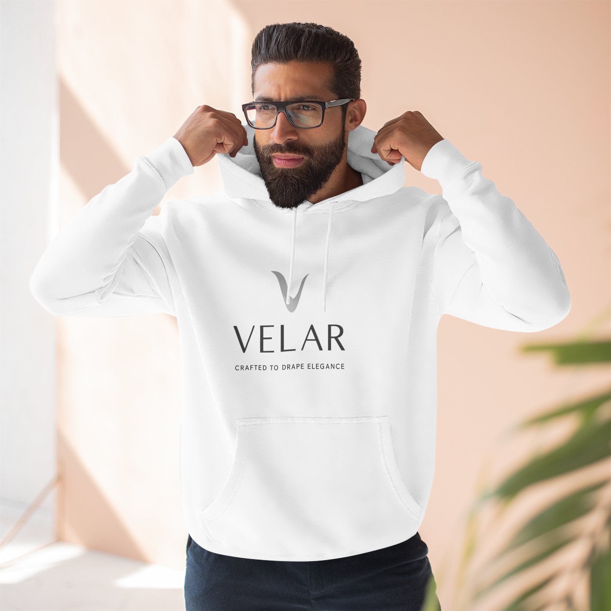 VELAR Three-Panel Fleece Hoodie | Elegant & Cozy Unisex Sweatshirt