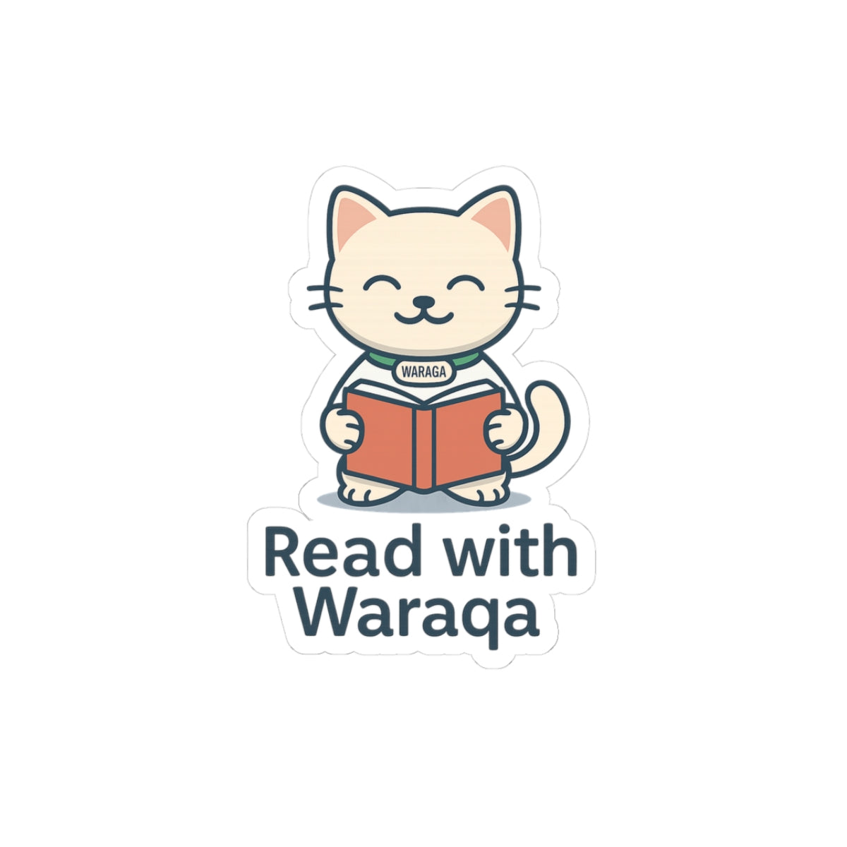 Copy of Kawaii Cat Reading Sticker – Laptop & Gift | Read with Waraqa